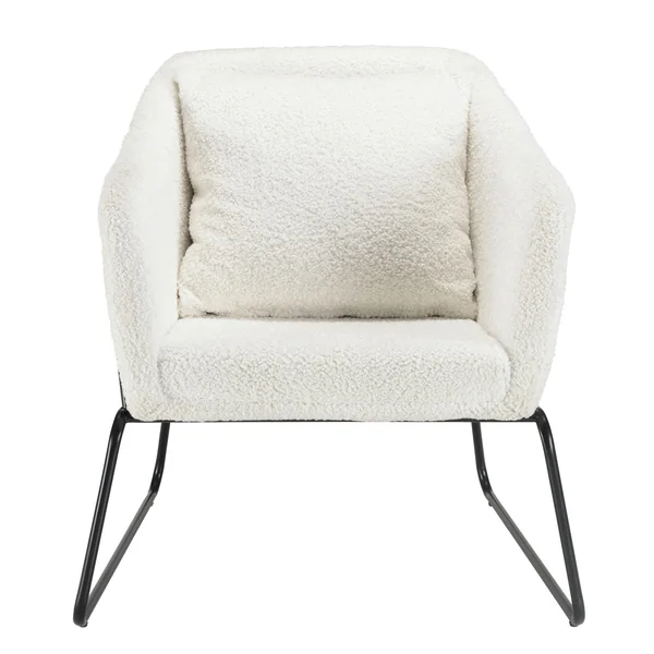 Fauteuil blanc en tissu bouclette TIM