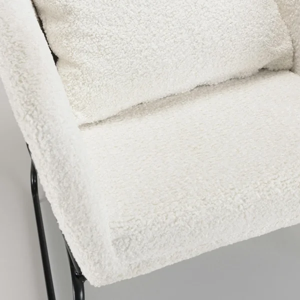 Fauteuil blanc en tissu bouclette TIM