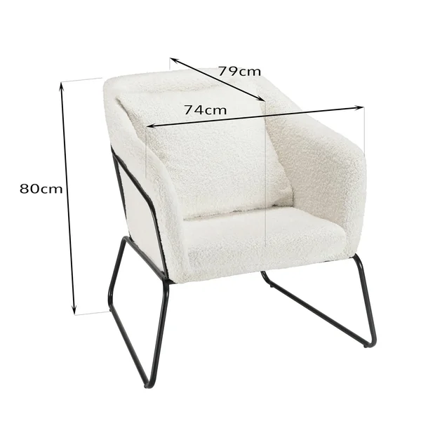 Fauteuil blanc en tissu bouclette TIM
