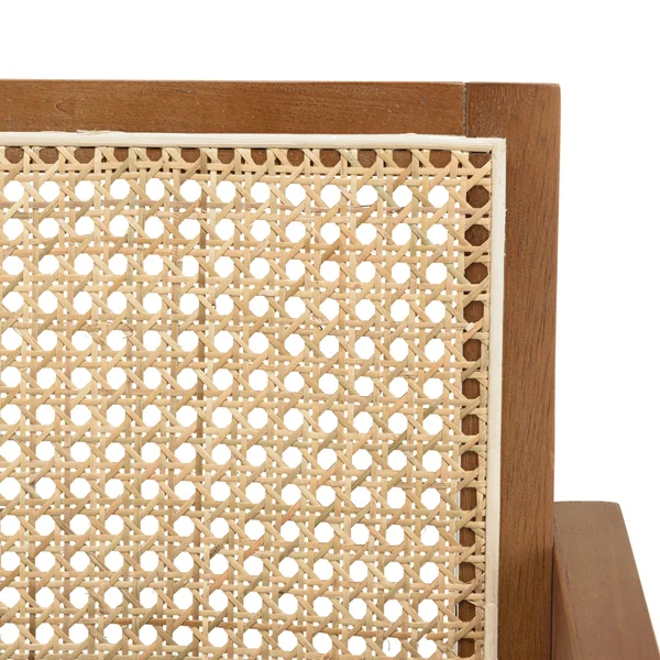 Fauteuil contemporain bois foncé assise et dossier cannage TIM