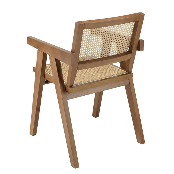 Fauteuil contemporain bois foncé assise et dossier cannage TIM
