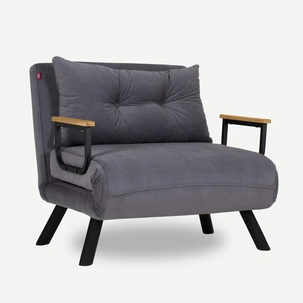 Fauteuil convertible gris - coussin assorti MODI