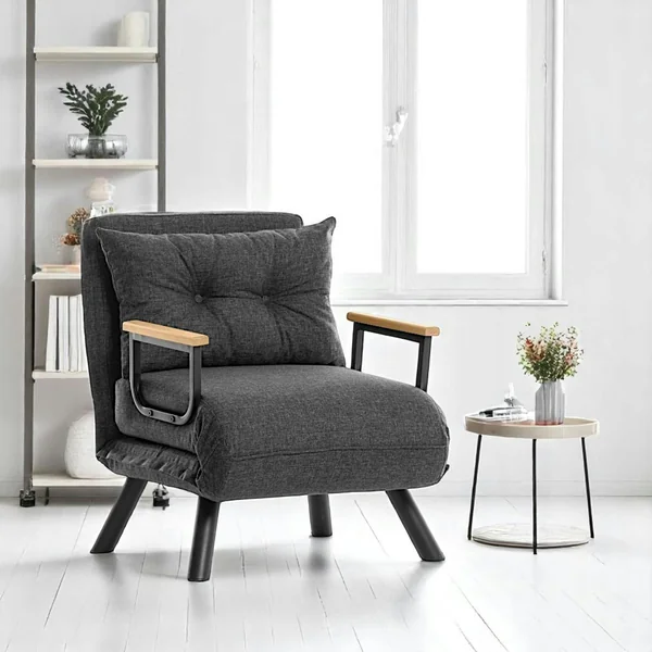 Fauteuil convertible gris foncé - coussin assorti MODI