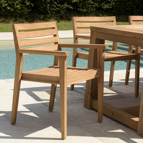 Fauteuil de jardin teck brut (lot de 2) MANY