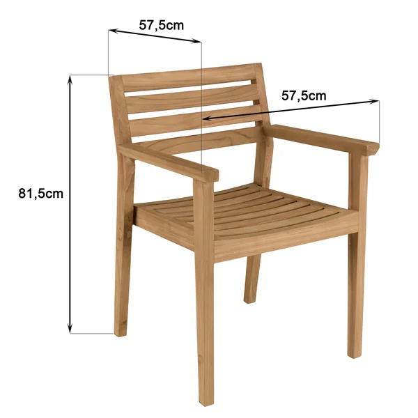 Fauteuil de jardin teck brut (lot de 2) MANY