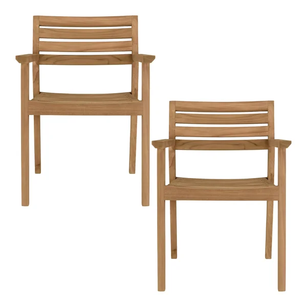 Fauteuil de jardin teck brut (lot de 2) MANY