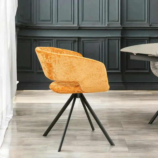 Fauteuil de table contemporain velours doré (lot de 2) FLORENCE