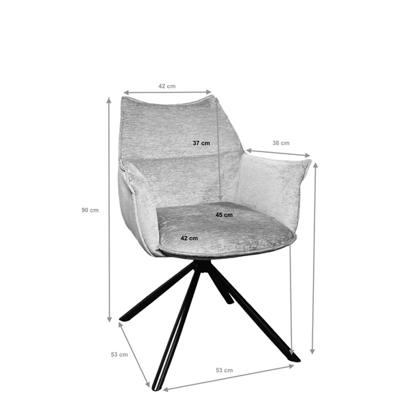 Fauteuil de table en velours doré avec retour (lot de 2) PALERME