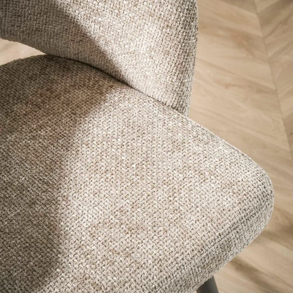 Fauteuil de table en velours tissé sable avec dossier ouvert (lot de 2) GALWAY