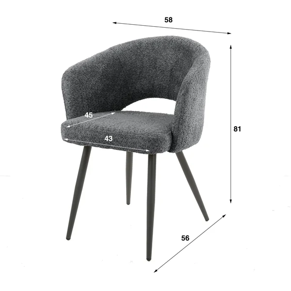 Fauteuil de table en velours tissé sable avec dossier ouvert (lot de 2) GALWAY