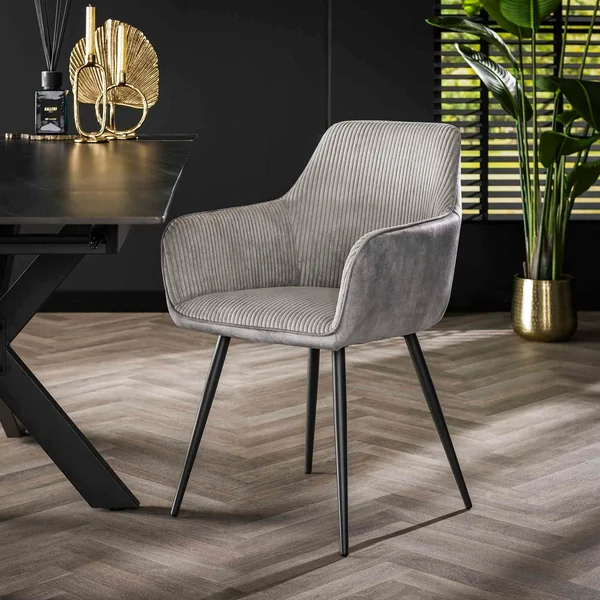 Fauteuil de table gris bi-matière (lot de 2) GALWAY