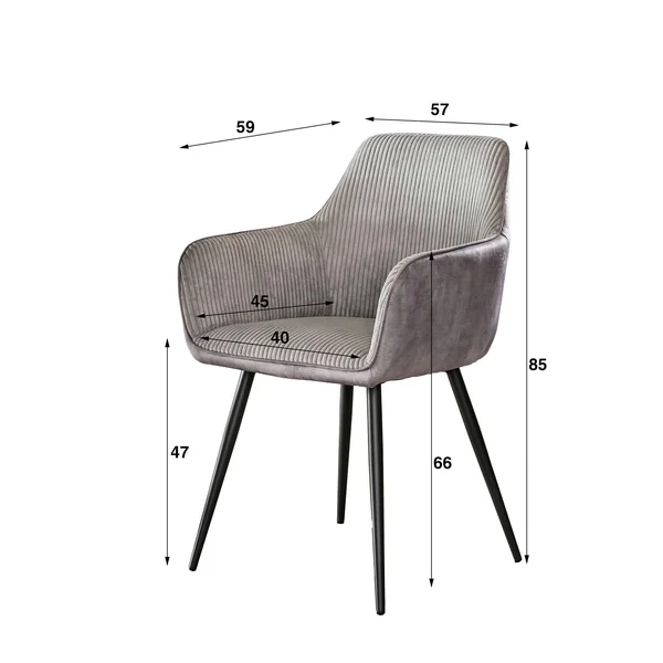 Fauteuil de table gris bi-matière (lot de 2) GALWAY