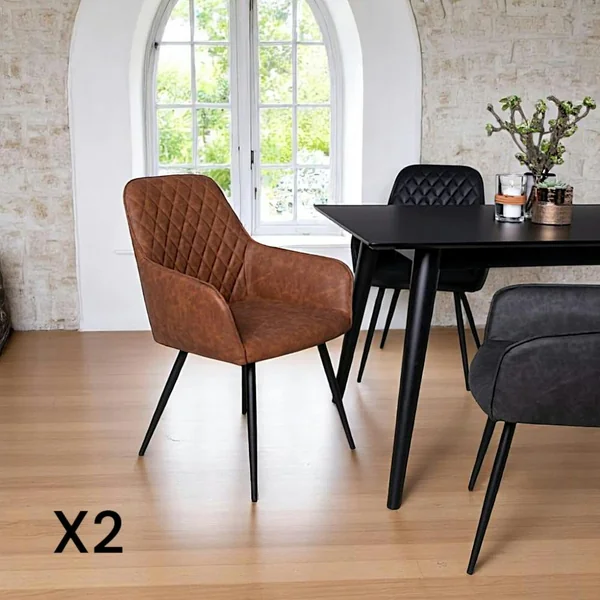 Fauteuil de table marron vintage (lot de 2) SAVONE