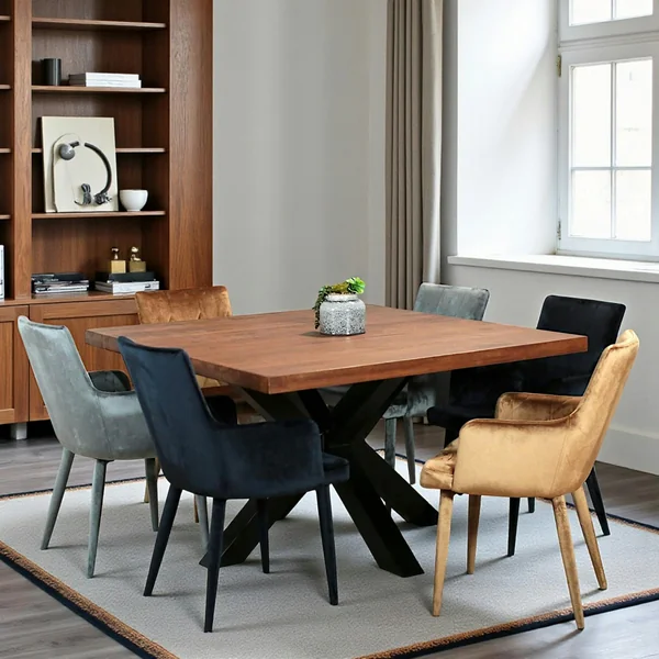 Fauteuil de table moderne en velours doré (lot de 2) HAWAI