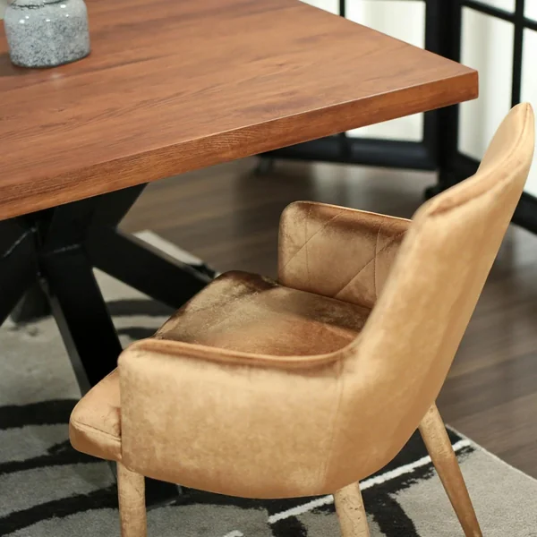 Fauteuil de table moderne en velours doré (lot de 2) HAWAI