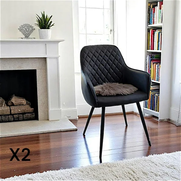 Fauteuil de table noir vintage (lot de 2) SAVONE