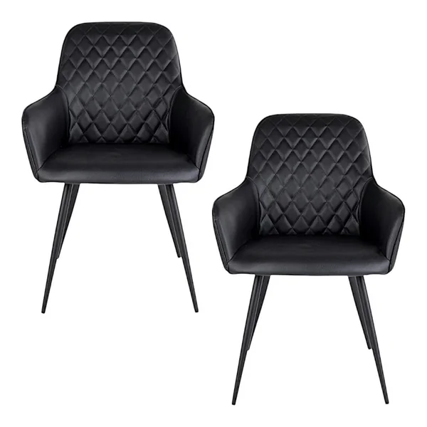 Fauteuil de table noir vintage (lot de 2) SAVONE