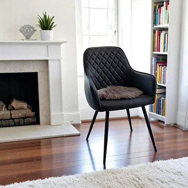 Fauteuil de table noir vintage (lot de 2) SAVONE