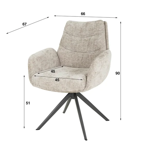 Fauteuil de table pivotant en velours beige (lot de 2) TAJ