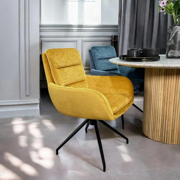 Fauteuil de table pivotant en velours moutarde (lot de 2) PALERME