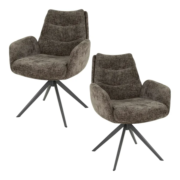 Fauteuil de table pivotant en velours taupe (lot de 2) TAJ