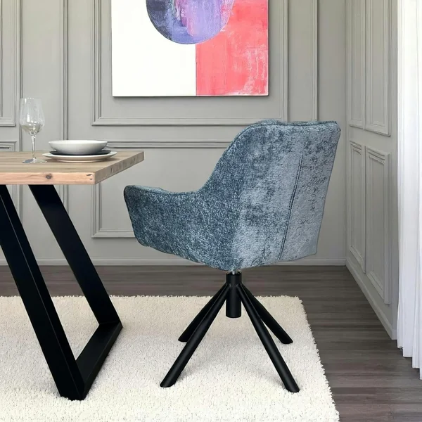 Fauteuil de table pivotant tissu bleu (lot de 2) IENA