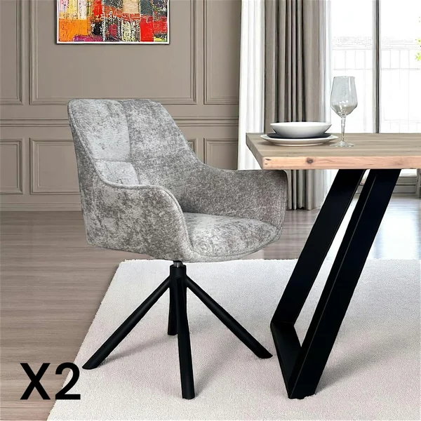 Fauteuil de table pivotant tissu gris (lot de 2) IENA