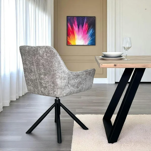 Fauteuil de table pivotant tissu gris (lot de 2) IENA