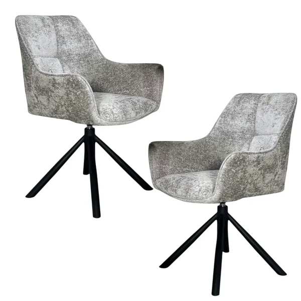 Fauteuil de table pivotant tissu gris (lot de 2) IENA