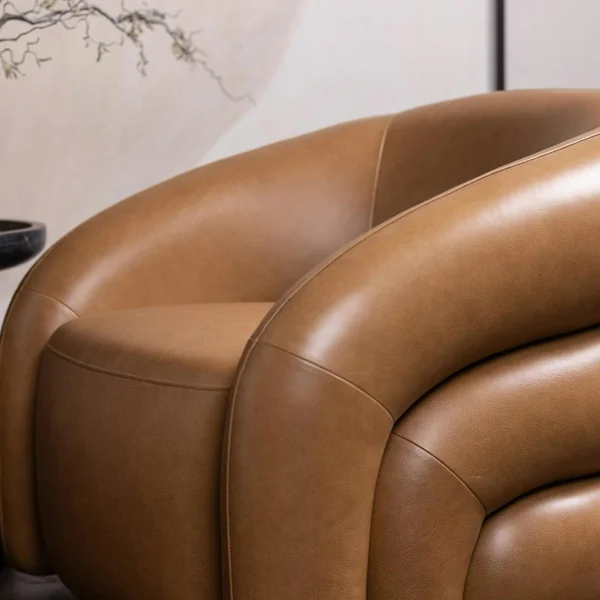 Fauteuil en cuir marron pivotant BRADFORD