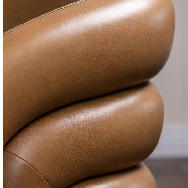 Fauteuil en cuir marron pivotant BRADFORD