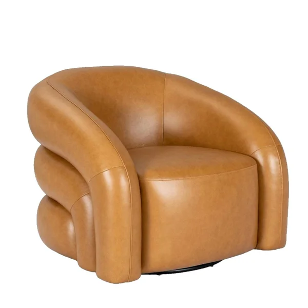 Fauteuil en cuir marron pivotant BRADFORD