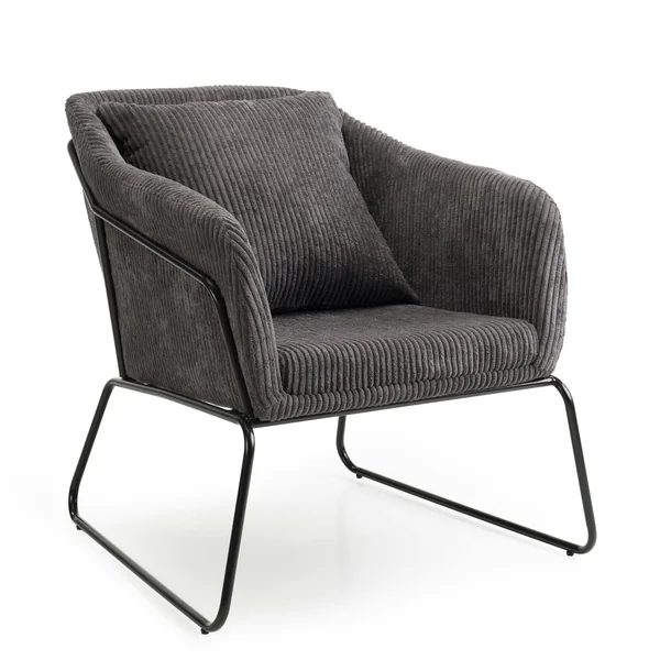 Fauteuil gris anthracite en velours côtelé TIM