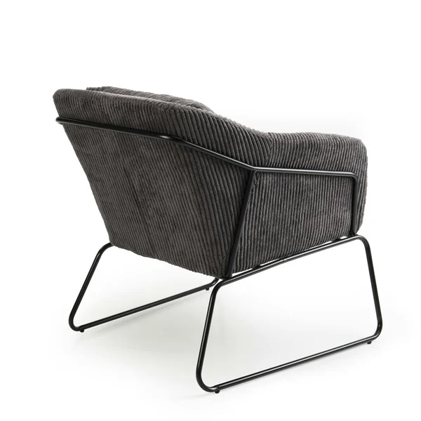 Fauteuil gris anthracite en velours côtelé TIM