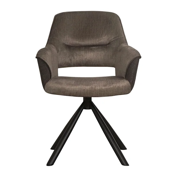 Fauteuil pivotant bi-matière, couleur taupe (lot de 2) IENA