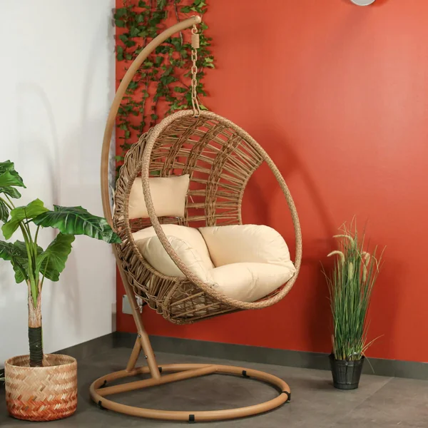 Fauteuil suspendu rond tressage serré finition naturelle SOUTH BEACH