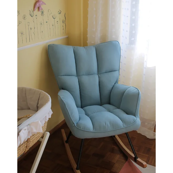 Fauteuil à bascule OULU Tissu Bleu clair