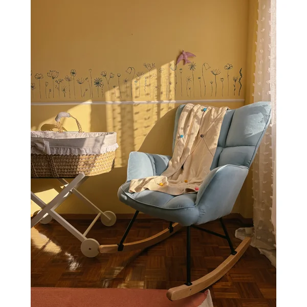 Fauteuil à bascule OULU Tissu Bleu clair
