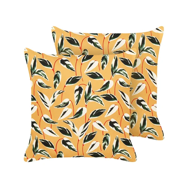 Gartenkissen 2er Set TAGGIA Pflanzenmuster 45 x 45 cm Gelb