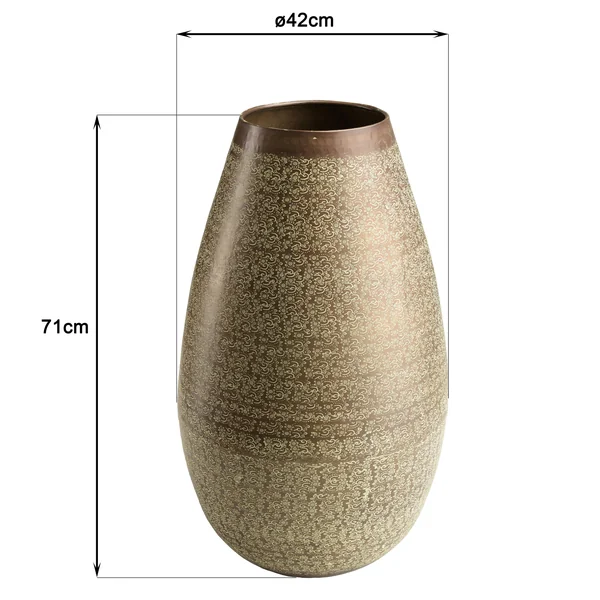 Grand vase antique doré motifs beiges H71 cm NADOR
