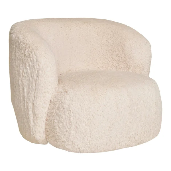 Gros fauteuil en fausse fourrure, couleur blanc cassé BERLIN