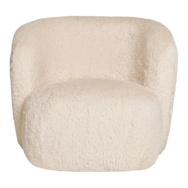 Gros fauteuil en fausse fourrure, couleur blanc cassé BERLIN
