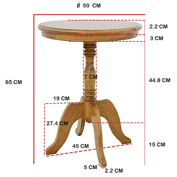 Guéridon galbé hévéa D65cm TRADITION