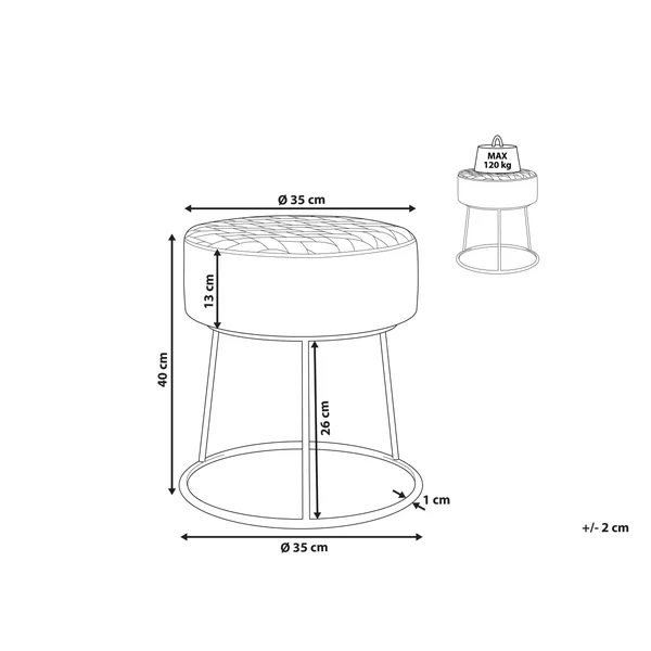 Hocker DELCO Fluweel Lichtbeige