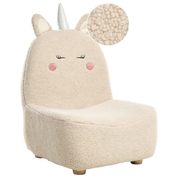 Kids Armchair Unicorn LULEA Boucle Light Beige