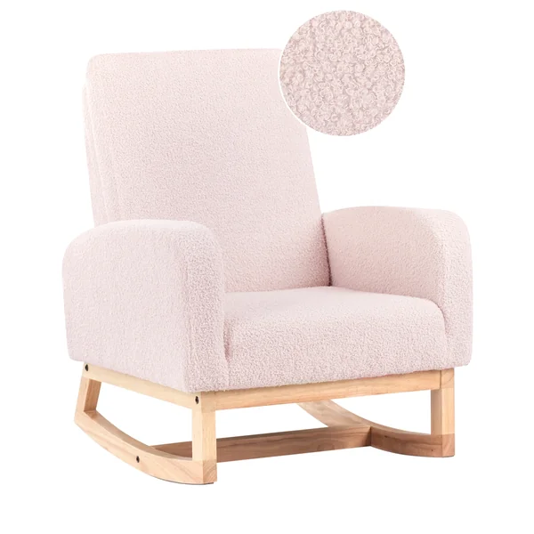 Kinderschaukelstuhl NORBY Bouclé Pastellrosa