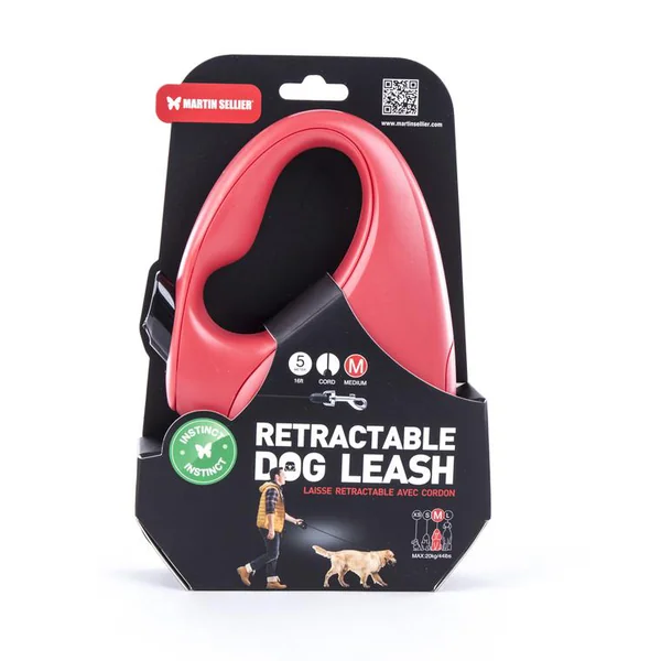 Laisse rétractable rouge Instinct Cordon - taille M