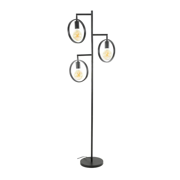 Lampadaire de salon 3 anneaux, finition charbon RALF