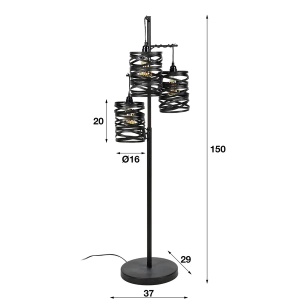Lampadaire ruban 3 abat-jours RALF
