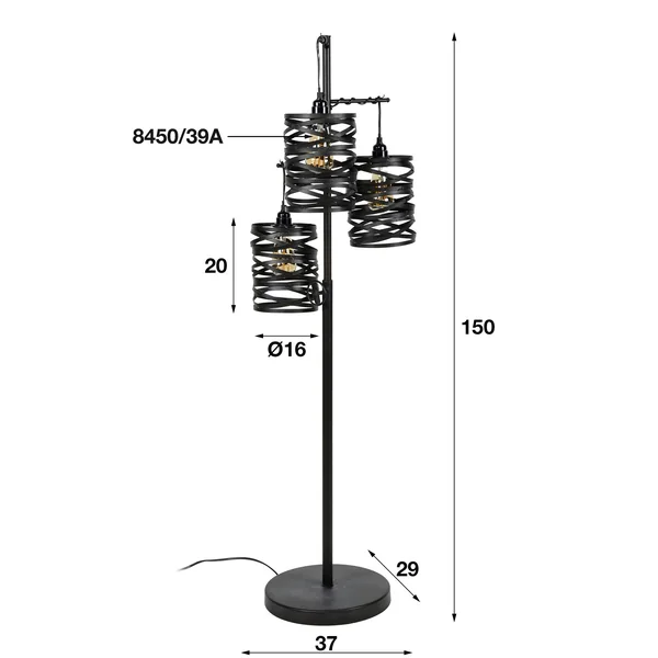 Lampadaire ruban 3 abat-jours RALF